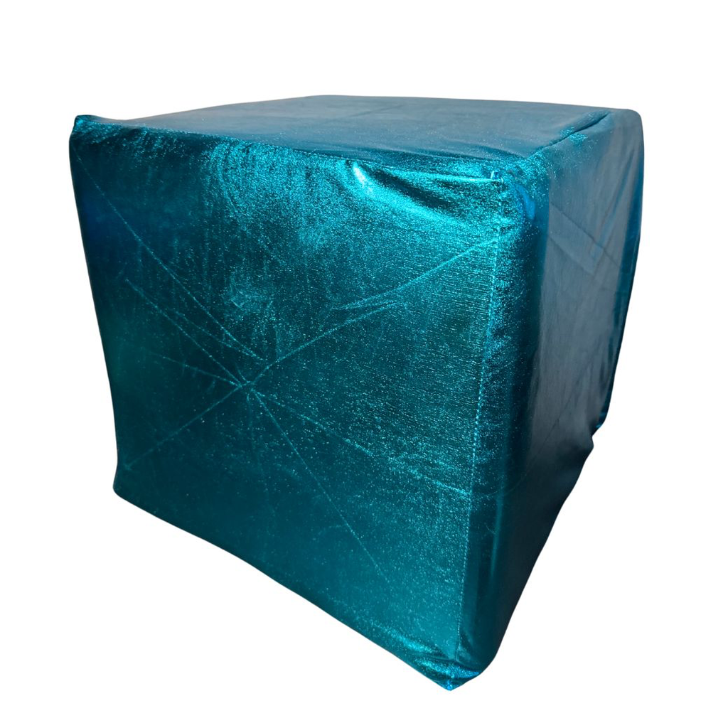 Pokrowiec na pufę - turkusowa lama