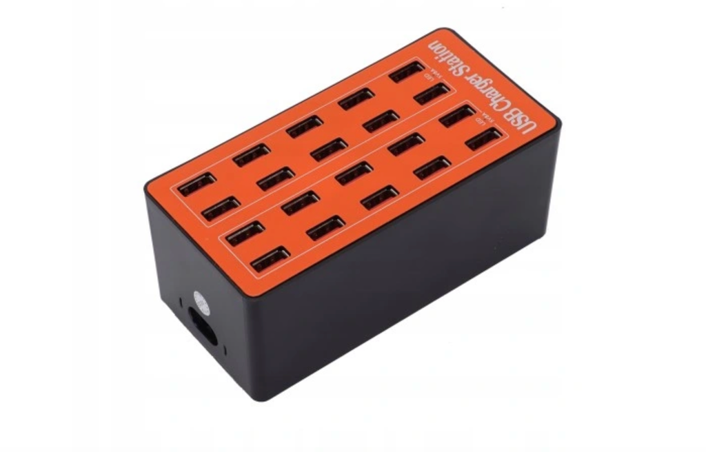 Ładowarka USB - USB C 20 gniazd (kable usb - usb C w zestawie)
